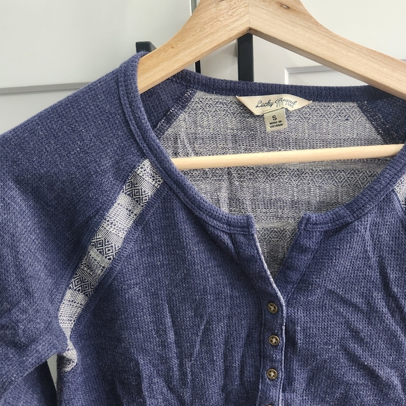 Lucky Brand Thermal Henley Long Sleeve Top Raglan Small - Picture 3 of 6